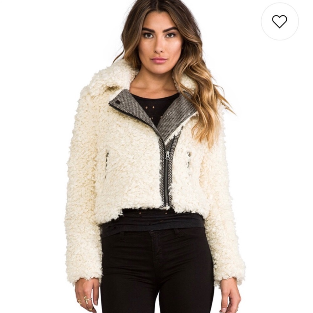 Free People Shaggy Fleece Moro Jacket in Ivory